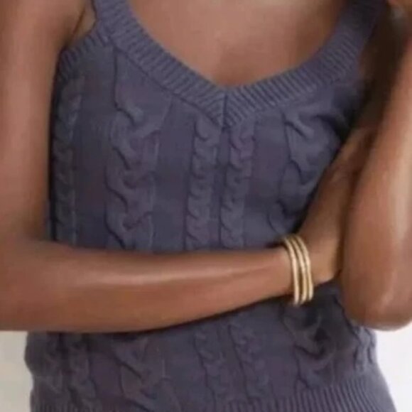 EVEREVE Navy Cable Knit Sweater Tank Top | 100% Cotton | Size Small - Picture 5 of 6